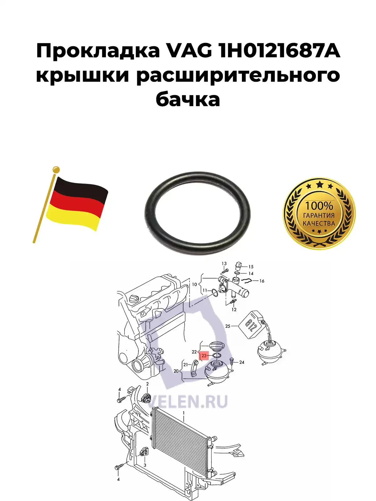 Прокладка VAG 1H0121687A крышки расширительного бачка