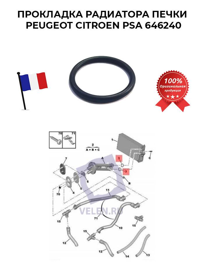 Прокладка радиатора печки PEUGEOT CITROEN PSA 646240