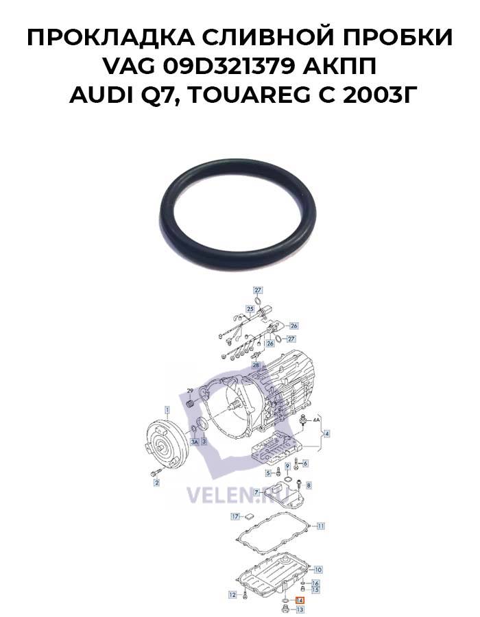 Прокладка сливной пробки VAG 09D321379 АКПП AUDI Q7, TOUAREG с 2003г