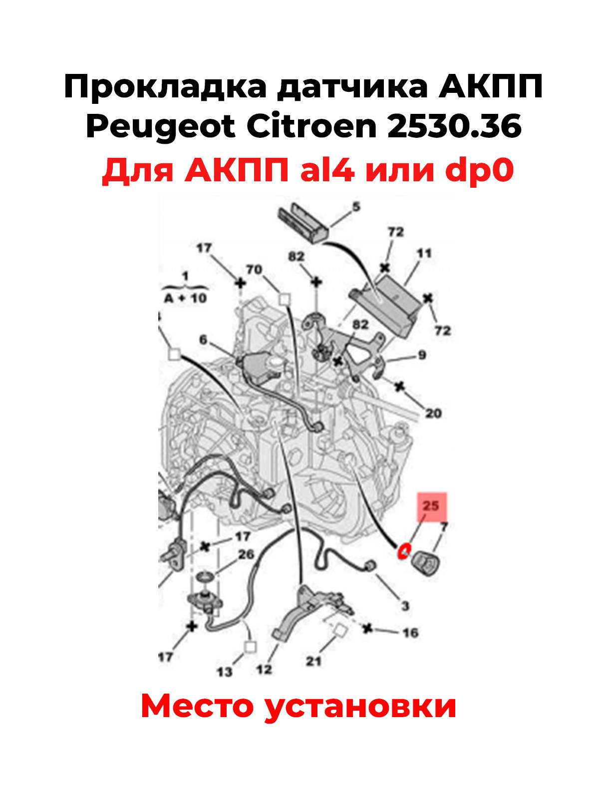 Прокладка датчика АКПП al4 или dp0 Peugeot Citroen 2530.36