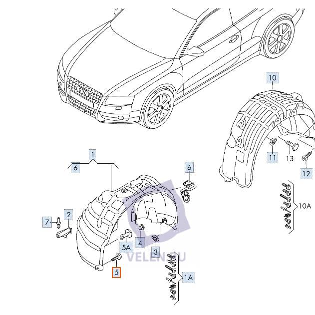Винт крепежный саморез для подкрылков и бампера VAG N90775001