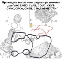 Прокладка масляного радиатора нижняя для VAG 3.0TDI CLAB, CDUC, CKVB, CKVC, CRCA, CNRB, CJMA 059117070