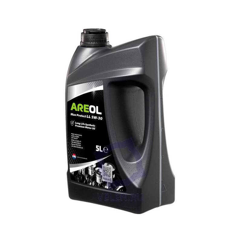 Масло моторное синтетическое AREOL Max Protect LL 5W-30 ACEA A3/B4, API SN/CF, MB 229.3,226.5 5 литров