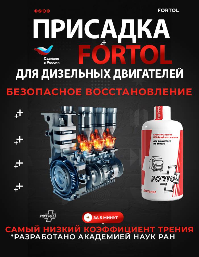 Антифрикционная присадка для дизельных двигателей на основе ПТФЭ Fortol 4D
