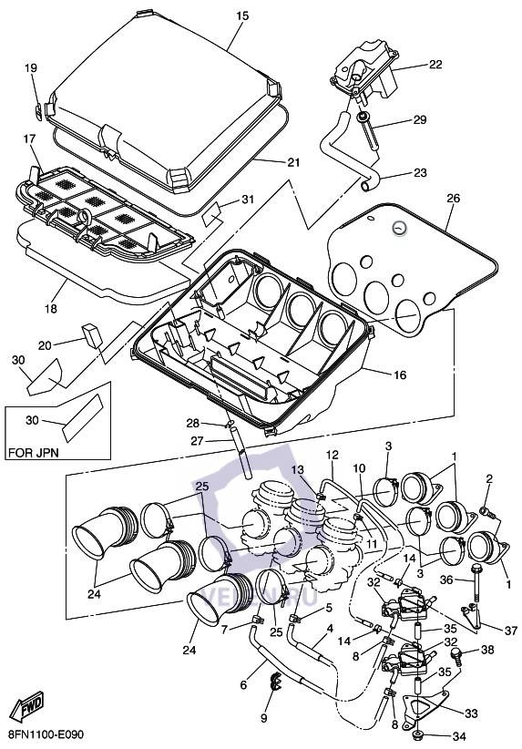 Фильтр воздушный двигателя для снегохода Yamaha 8ES-14451-00-00