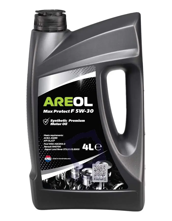 Масло моторное синтетическое AREOL Max Protect F 5W-30 4 литра ACEA A5/B5, API SL/CF, FORD WSS-M2C913-D