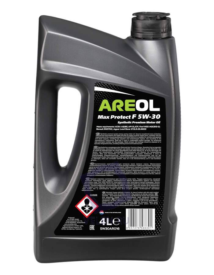 Масло моторное синтетическое AREOL Max Protect F 5W-30 4 литра ACEA A5/B5, API SL/CF, FORD WSS-M2C913-D