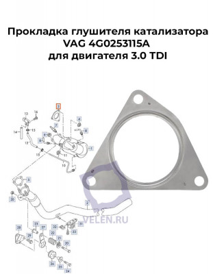 ​Прокладка глушителя катализатора VAG 4G0253115A для двигателя 3.0 TDI