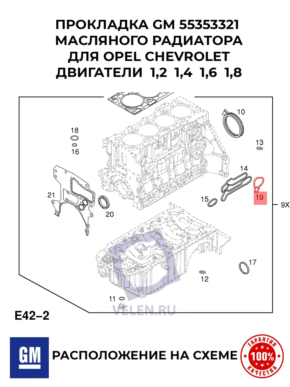 Прокладка GM 55353321 масляного радиатора ДЛЯ Opel Chevrolet ДВИГАТЕЛИ 1,2 1,4 1,6 1,8